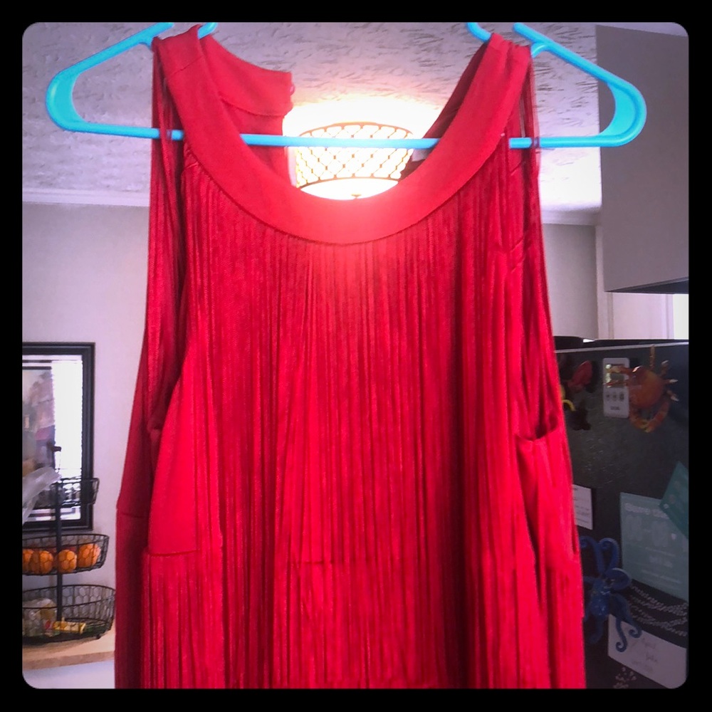 Red fringe cocktail dress size 10